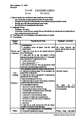 Giáo án Tiếng Anh Lớp 10 - Unit 10 Conservation - Nguyễn Văn Tạo